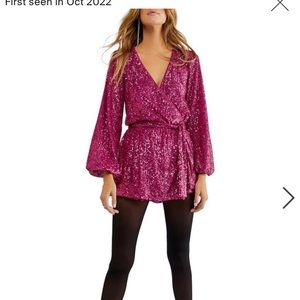 Free people pink sequin romper